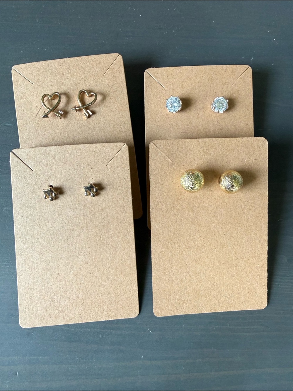 Mixed Gold and Silver Stud Earring Set - Heart, Crystal, and Textured Balls
